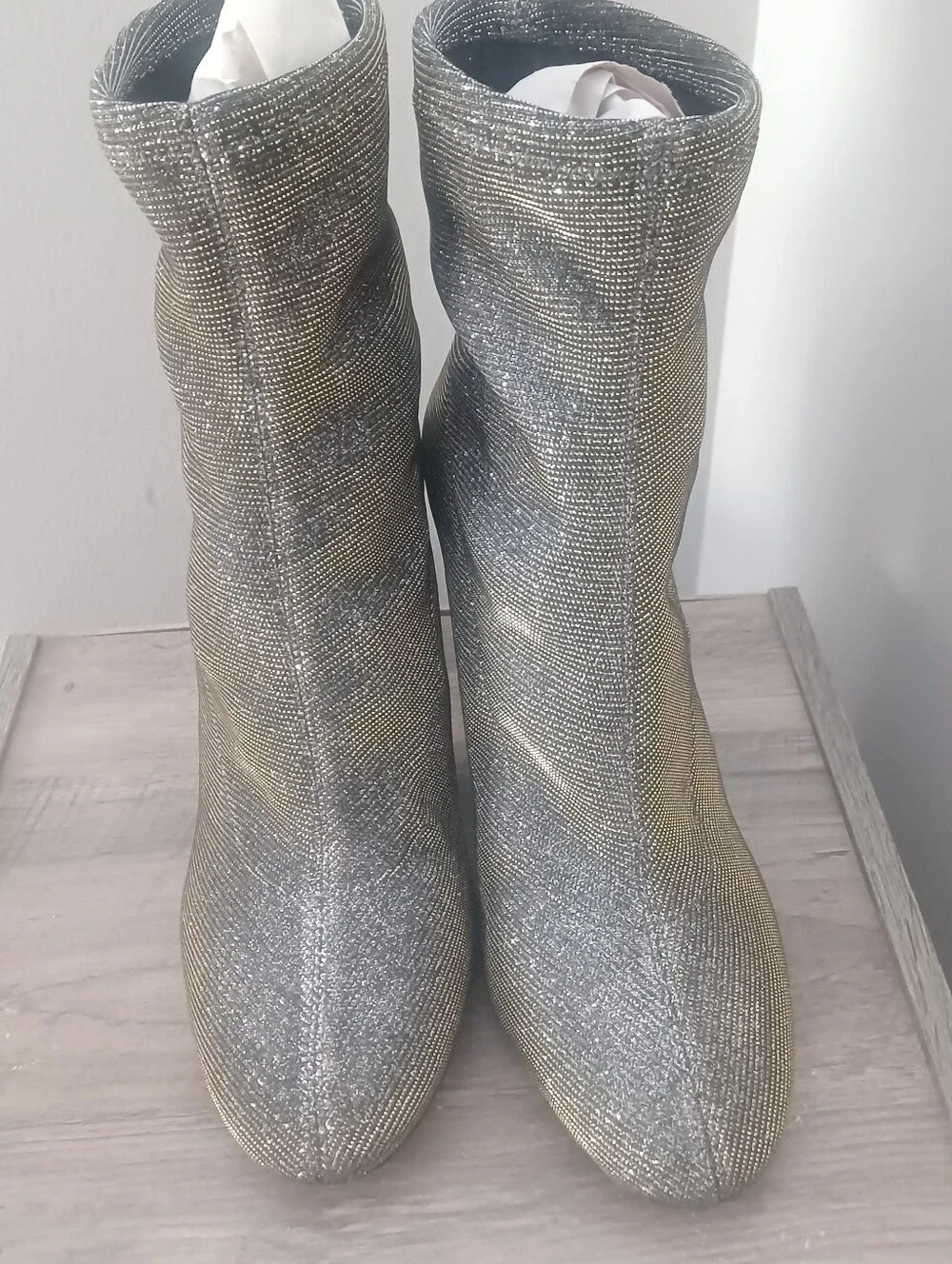 Michael Kors Mettalic Mesh Heeled Boots Sz 7